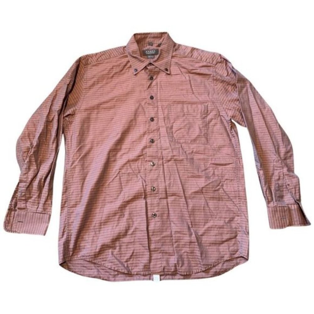 Haupt of Germany 16 1/2 Brown Diamond Plaid Dress Shirt